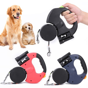 Laisse pour chien double rétractable automatique